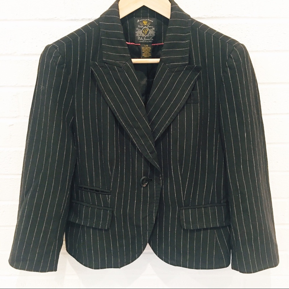 Polo Ralph Lauren Black Striped Cropped Blazer L